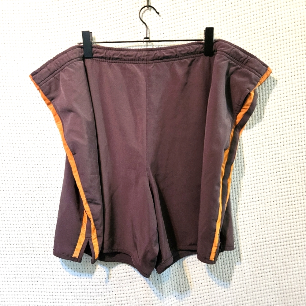 3xl Retro Brown Basketball Drawstring Shorts with Orange Trim